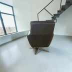 West Elm Austin Leather Swivel Chair in Charcoal Green Leather
