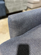 Crate & Barrel Lounge Deep 116” 3-Piece L-Shape Sectional in Taft Cobalt Linen Weave.