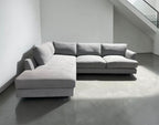 West Elm Haven 108" 2-Piece Bumper Chaise Sectional, Heavy Down Blend Cushions in Storm Gray Washed Canvas