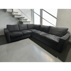 Room & Board Metro 113” x 97” L Shape Sectional Sofa in Dawson Ebony Velvet Microfiber