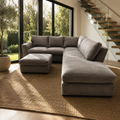Crate & Barrel Axis L Shape Sectional in Douglas Gray Herringbone