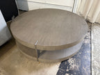 Restoration Hardware Ligne Open 55” Round Coffee Table in Brushed Brown Oak