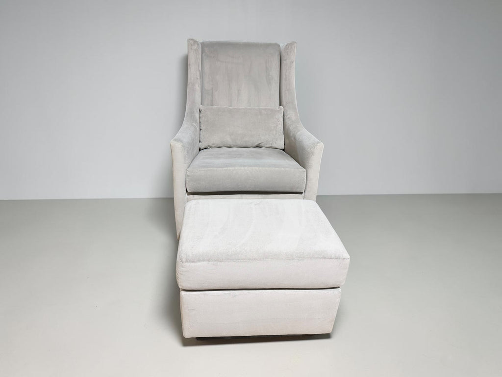 West Elm Nursery Glider Chair and Ottoman set in Performance Microfiber in Frost Gray