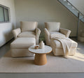 Crate & Barrel Slipcovered Swivel Rocking Chair with Slipcovered Rolling Ottoman in Muslin Natural