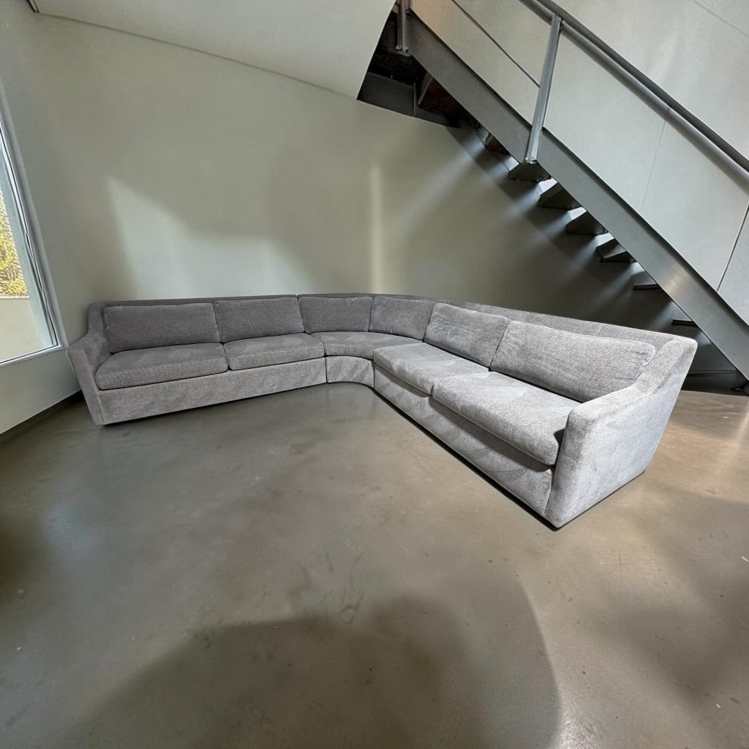 Crate & Barrel Notch 128.5" Curved 3 Piece Sectional in Hansel Storm
