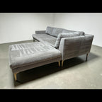 West Elm Andes 94” 3-Piece Ottoman Sectional in Mineral Gray, Performance Distressed Velvet