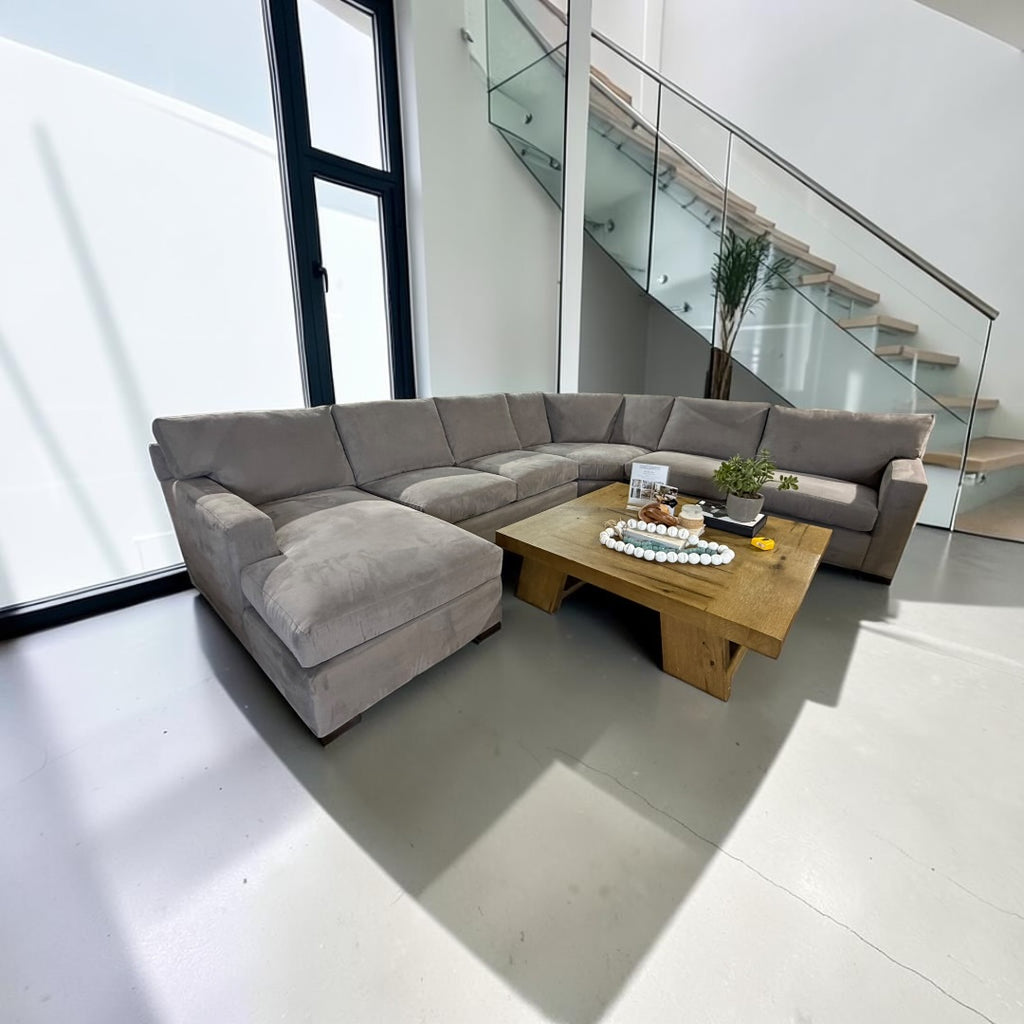 Crate & Barrel Axis 154" Wedge 4 Piece Sectional, Down Blend in Douglas Nickel Herringbone