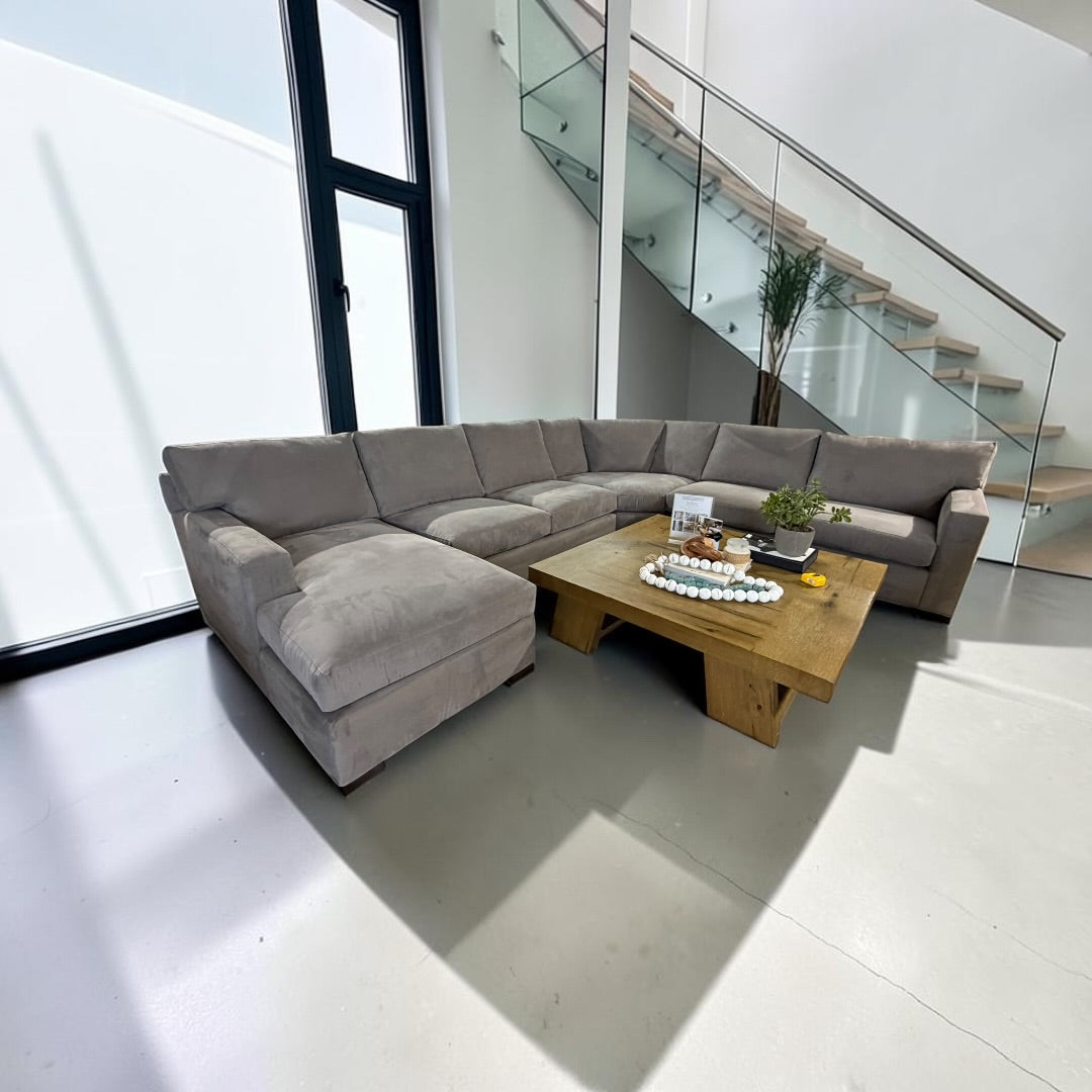 Crate & Barrel Axis 154" Wedge 4 Piece Sectional, Down Blend in Douglas Nickel Herringbone