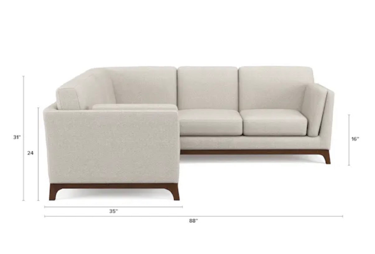 Article Ceni 88" 2 Piece L Shape Corner Sectional Sofa in Chalk