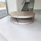 Restoration Hardware Ligne Open 55” Round Coffee Table in Brushed Brown Oak