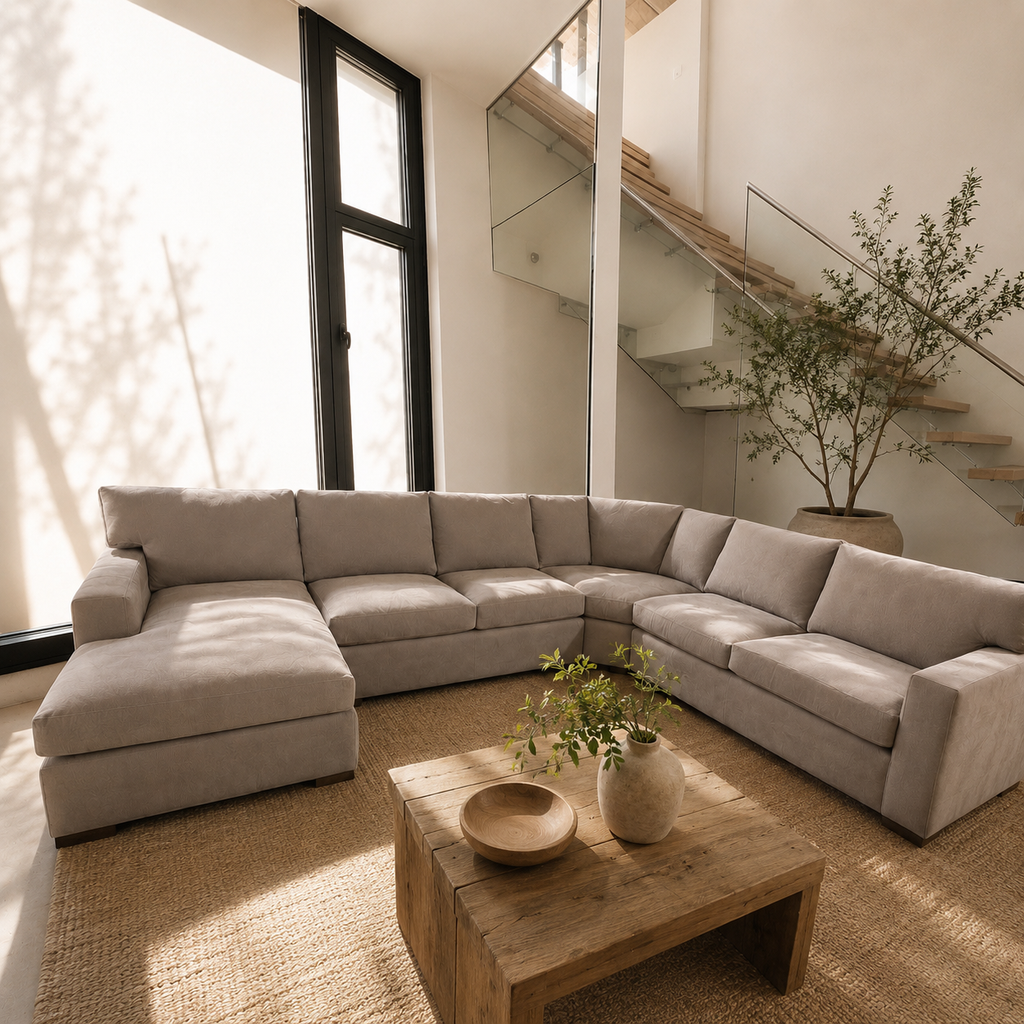 Crate & Barrel Axis 154" Wedge 4 Piece Sectional, Down Blend in Douglas Nickel Herringbone