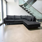 West Elm Harmony 2-Piece Sofa Chaise Sectional in Chunky Black Chenille