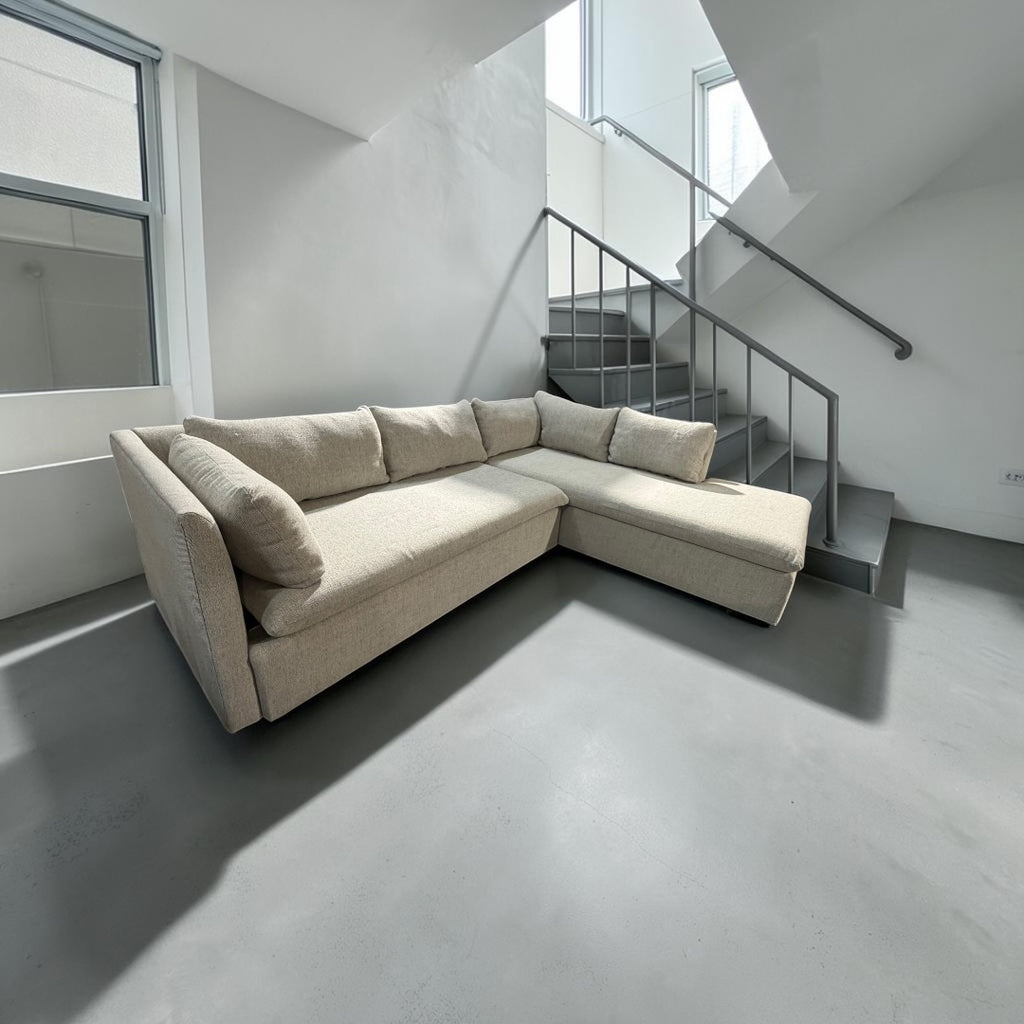 West Elm Shelter 105” Sectional Sofa in Gravel Twill
