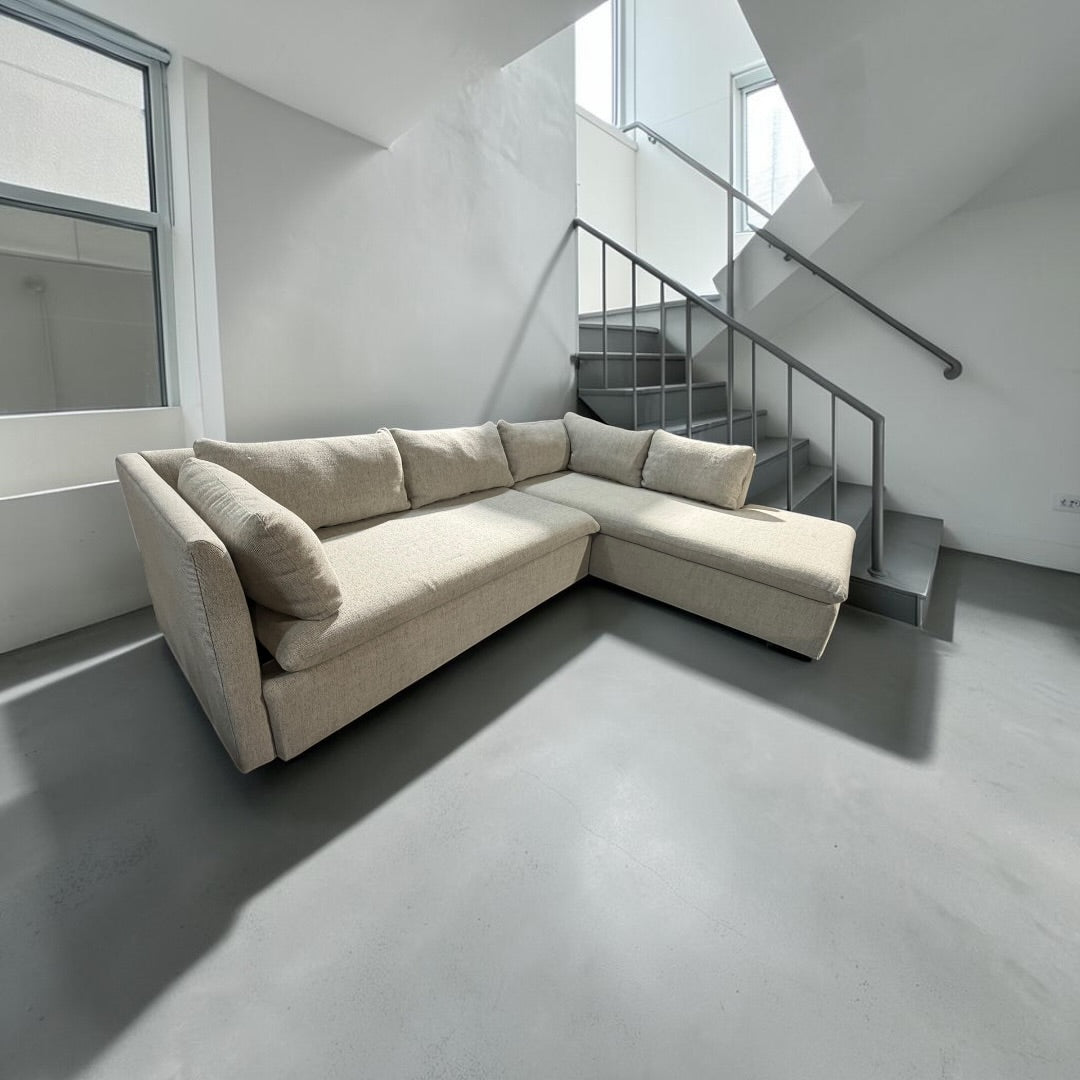 West Elm Shelter 105” Sectional Sofa in Gravel Twill