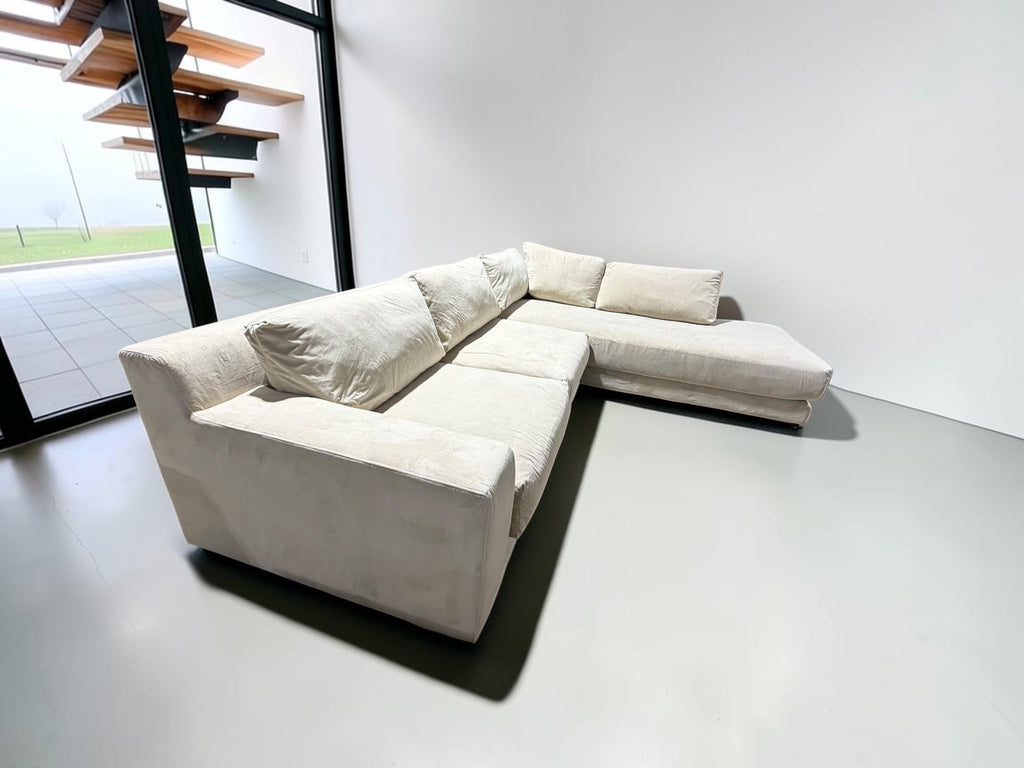 West Elm Dalton 121” Sofa Chaise Sectional in Sand Velvet
