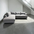 West Elm Haven 108” 2-Piece Bumper Chaise Sectional, Heavy Down Blend Cushions in Storm Gray Washed Canvas