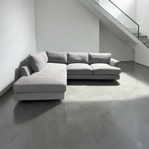 West Elm Haven 108” 2-Piece Bumper Chaise Sectional, Heavy Down Blend Cushions in Storm Gray Washed Canvas