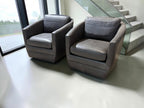 Room & Board Ford Swivel Chairs in Laino Slate Leathe