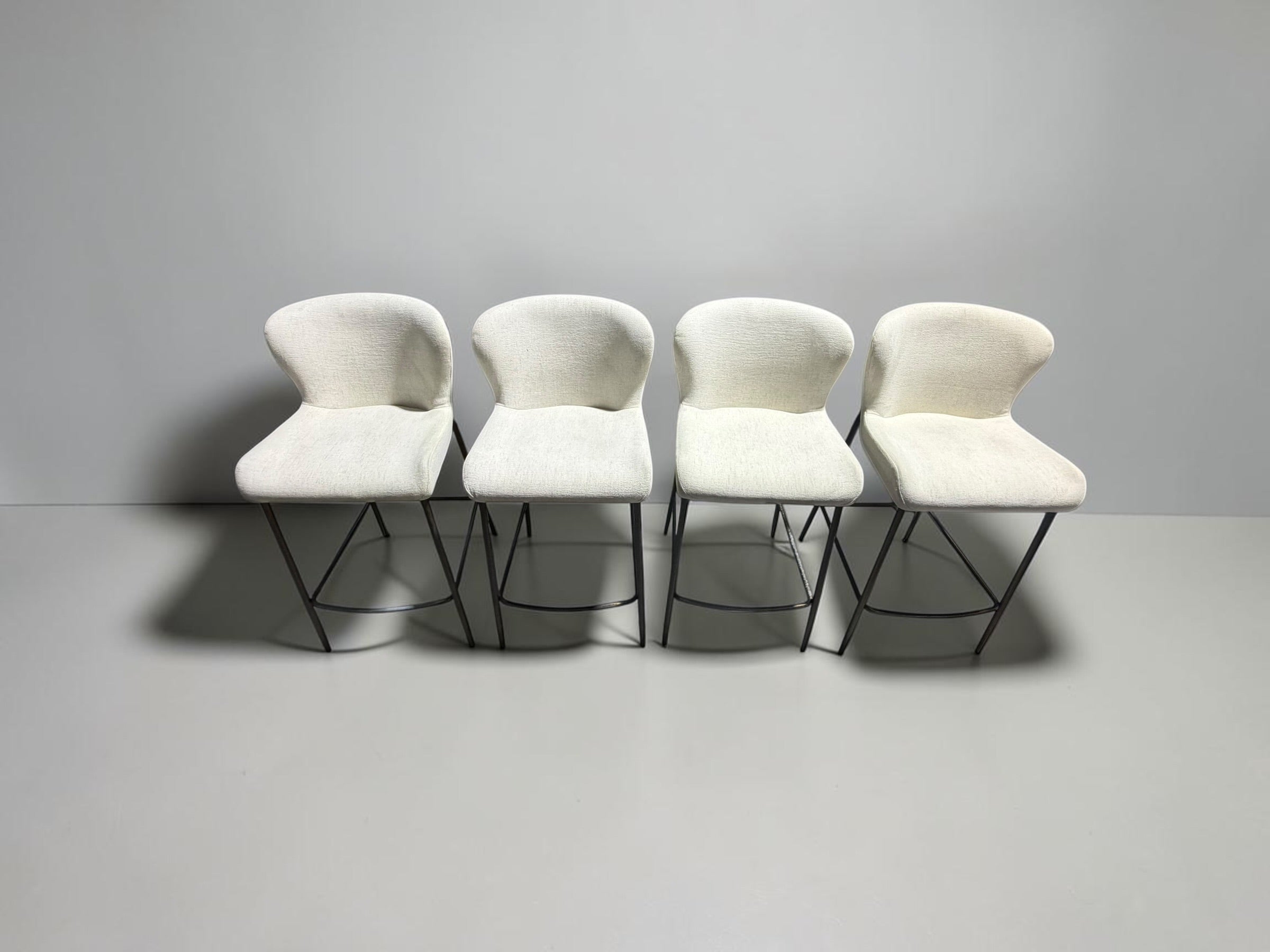 Arhaus Kirsten 2 x Counter Stools in Nomad Snow and brushed gold metal