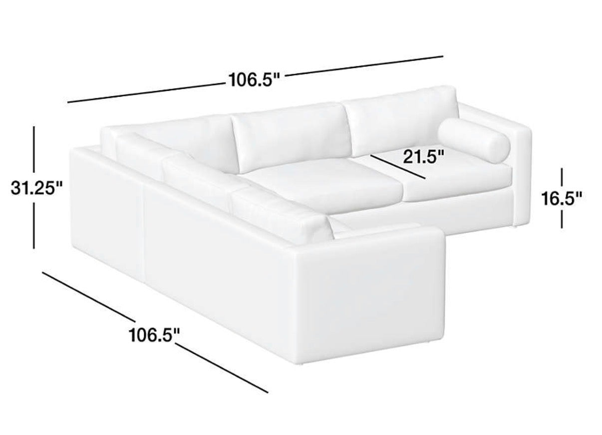 Crate & Barrel Aris 106” 3-Piece L-Shaped Bench Sectional Sofa in Thrive Fabric in Quartz
Performance Textured Basket Weave