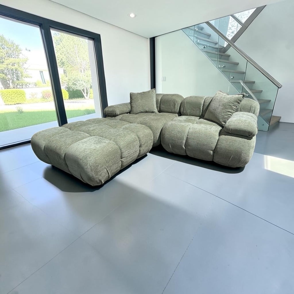 Rove Concepts Belia Sofa w/ Ottoman in Sage Velvet