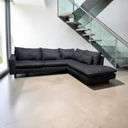 West Elm Harmony 2-Piece Sofa Chaise Sectional in Chunky Black Chenille