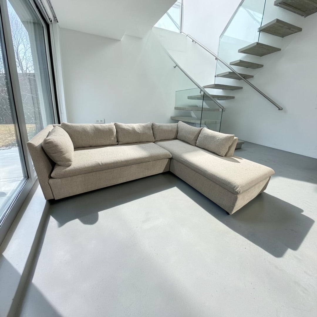 West Elm Shelter 105” Sectional Sofa in Gravel Twill