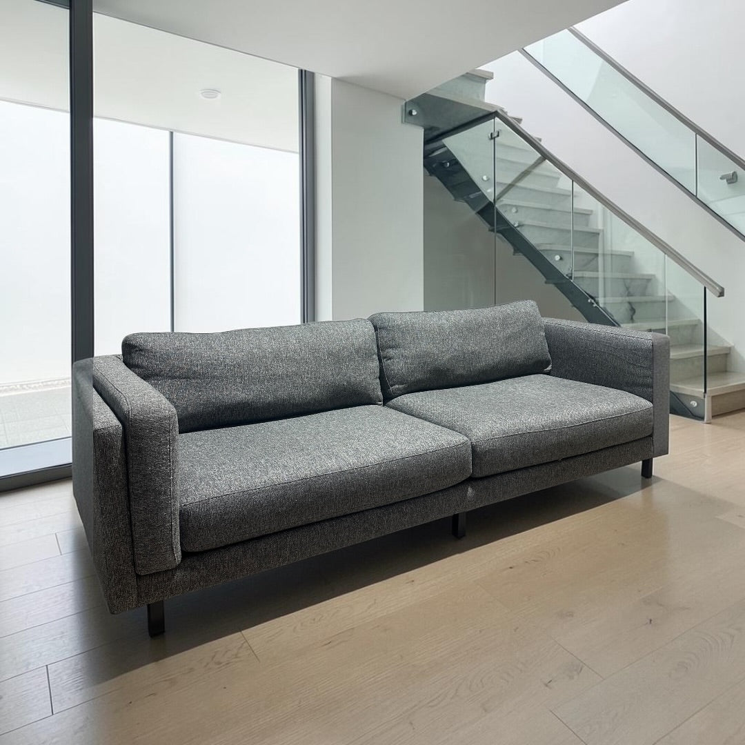 Room & Board Cade 101” Sofa in Tepic Charcoal – Heavy Down Blend Cushions