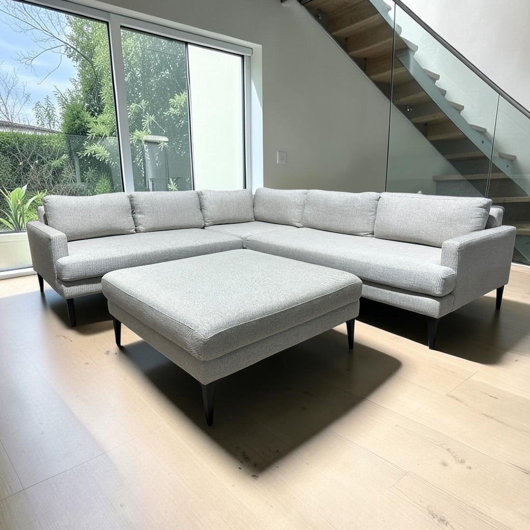 West Elm Andes 105” L-Shaped
Sectional Sofa with Ottoman in Gravel Twill