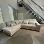 Potterybarn Big Sur 122" X 99" × Luxe 46" Deep Square Arm Leather Return Bumper Sectional in Signature Chalk Leather