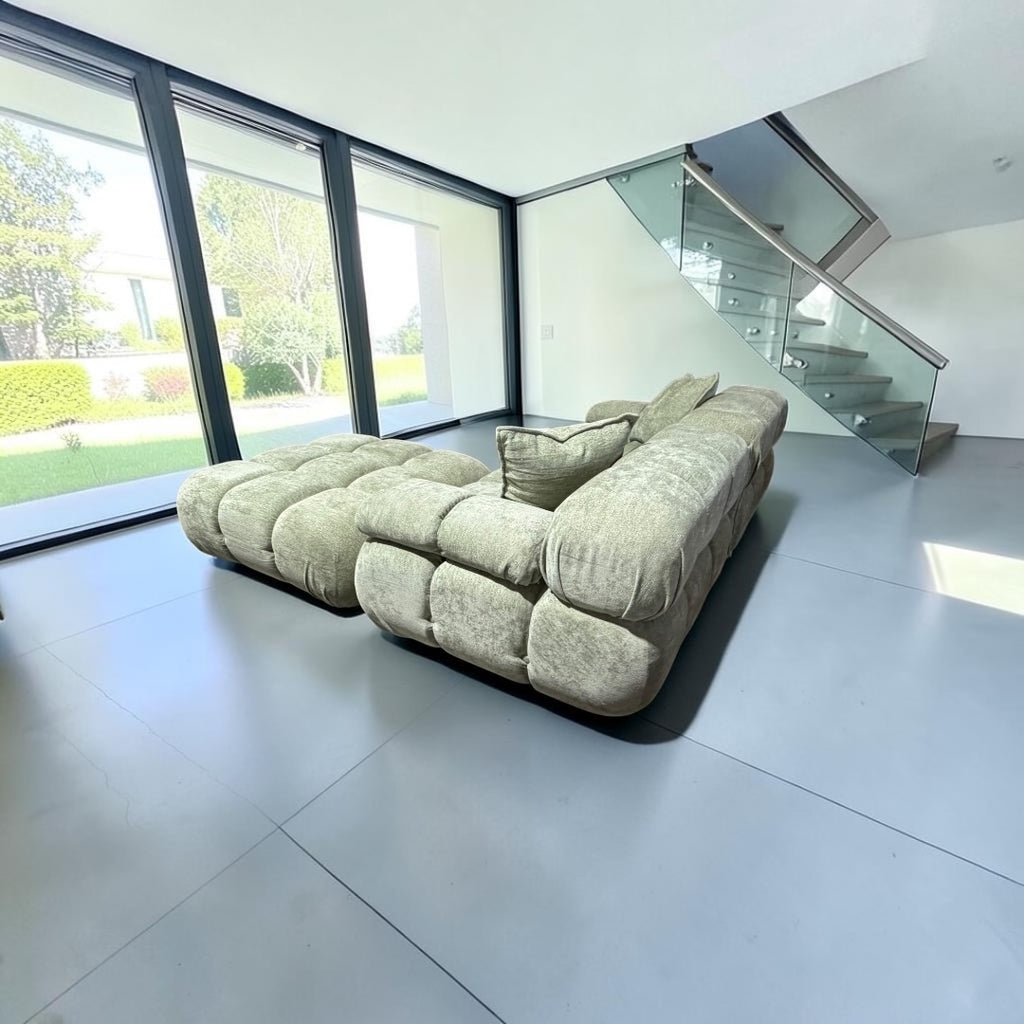 Rove Concepts Belia Sofa w/ Ottoman in Sage Velvet