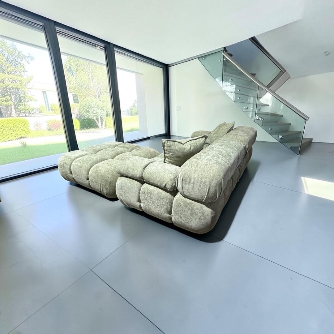 Rove Concepts Belia Sofa w/ Ottoman in Sage Velvet