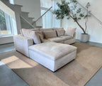West Harmony 122" Modular Reversible 3-Piece Ottoman Sectional in Sand Distressed Velvet