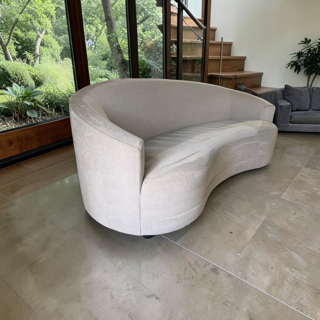 Crate & Barrel Infiniti 88” Curve Back Sofa in Synergy 
Fabric, Oatmeal Heathered Chenille