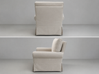 Crate & Barrel PB Comfort Roll Arm Slipcovered Swivel Rocking Chair in Ivory, Performance Chateau Basketweave