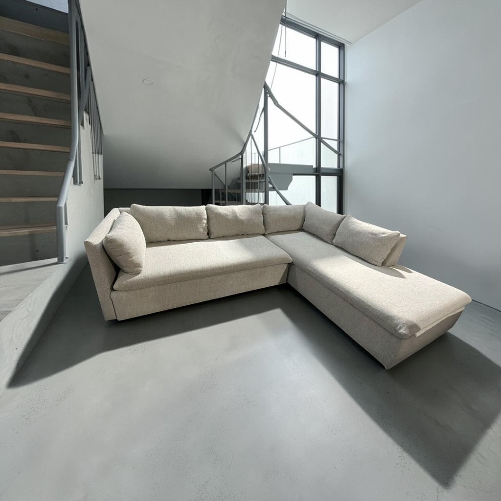 West Elm Shelter 105” Sectional Sofa in Gravel Twill