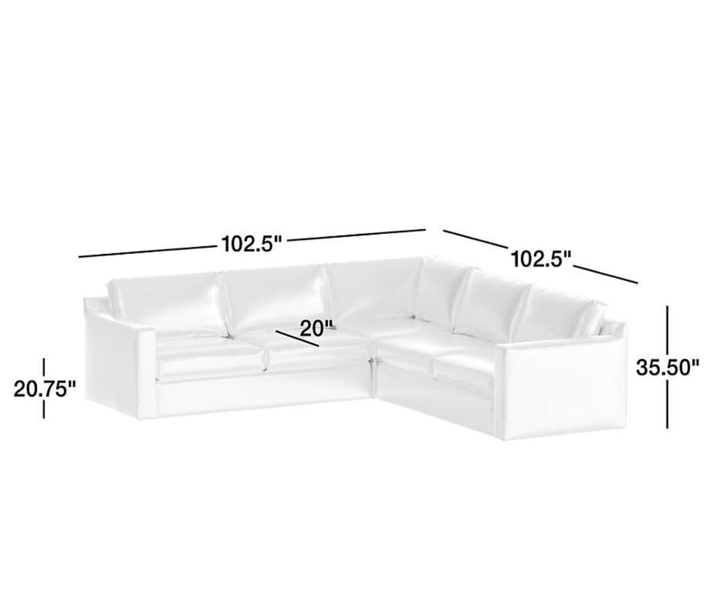 Crate & Barrel 103” 3-Piece L-Shaped Sectional Sofa in Darius Graphite