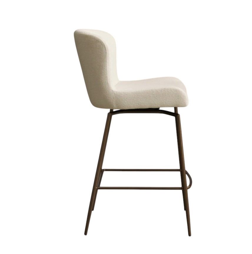Arhaus Kirsten 2 x Counter Stools in Nomad Snow and brushed gold metal
