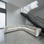 Crate & Barrel Bucktown 142” Modular 5-Piece Curved L-Shaped Wedge Sectional Sofa in Vanilla Belden boucle