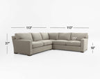 Crate & Barrel Axis 113" 3 Piece L Shape Sectional in Mammoth Mocha Teddy Bear (super soft fabric)