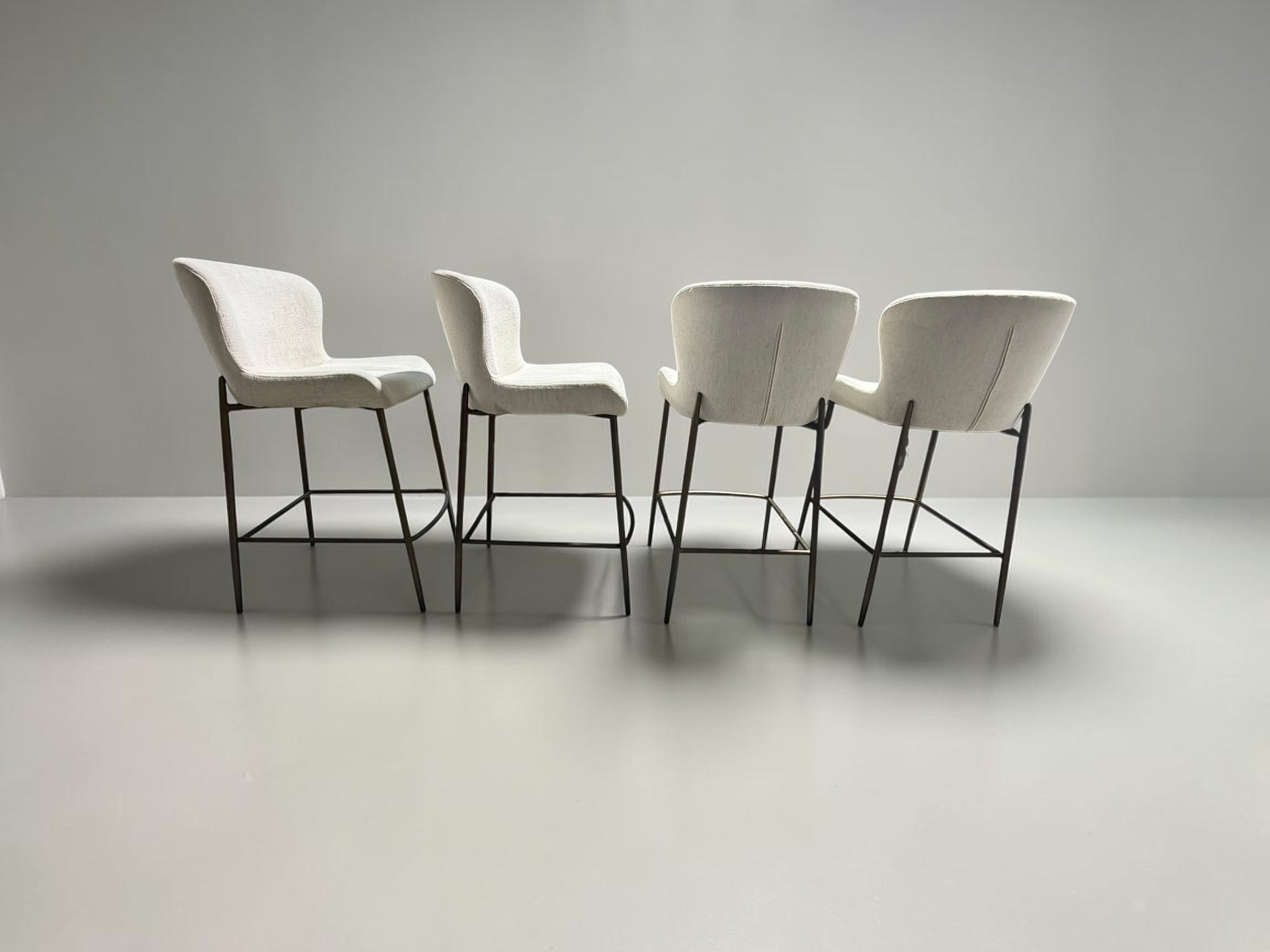 Arhaus Kirsten 2 x Counter Stools in Nomad Snow and brushed gold metal