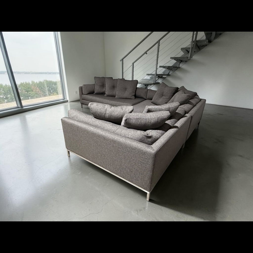 Restoration Hardware Cordoba 139” x 118” 3 Piece, XL wide Sofa Sectional, Heavy Down Blend Cushions in Charcoal Performance Linen Basketweave