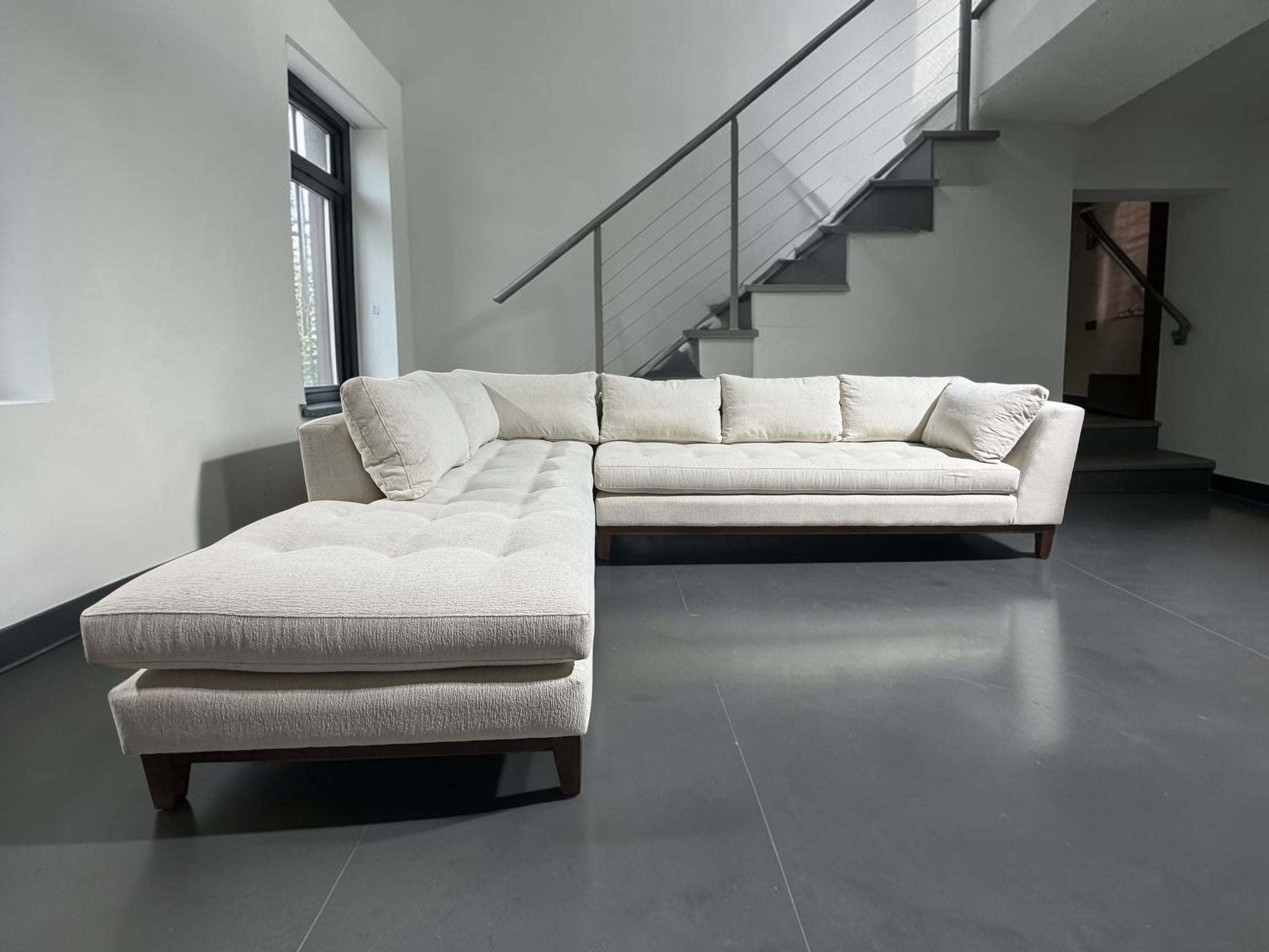 Arhaus Bryden 129” Two-Piece Daybed Sectional Sofa in White Linen Weave