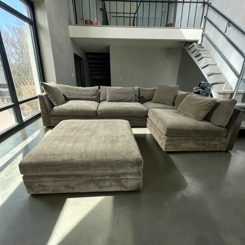 Arhaus Pavo 2-
Piece Sectional w/ Ottoman in Adria Sage Performance Microfiber