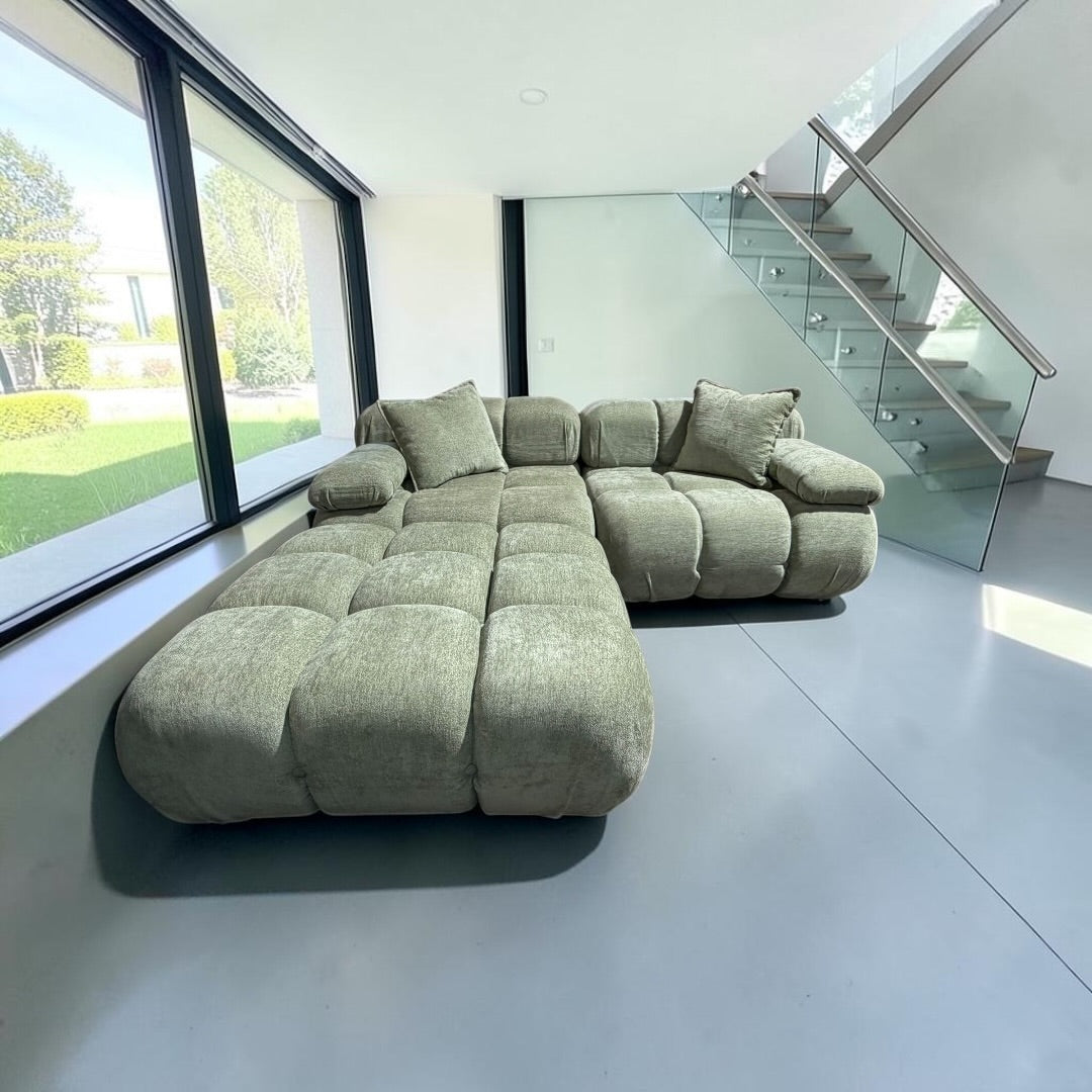 Rove Concepts Belia Sofa w/ Ottoman in Sage Velvet