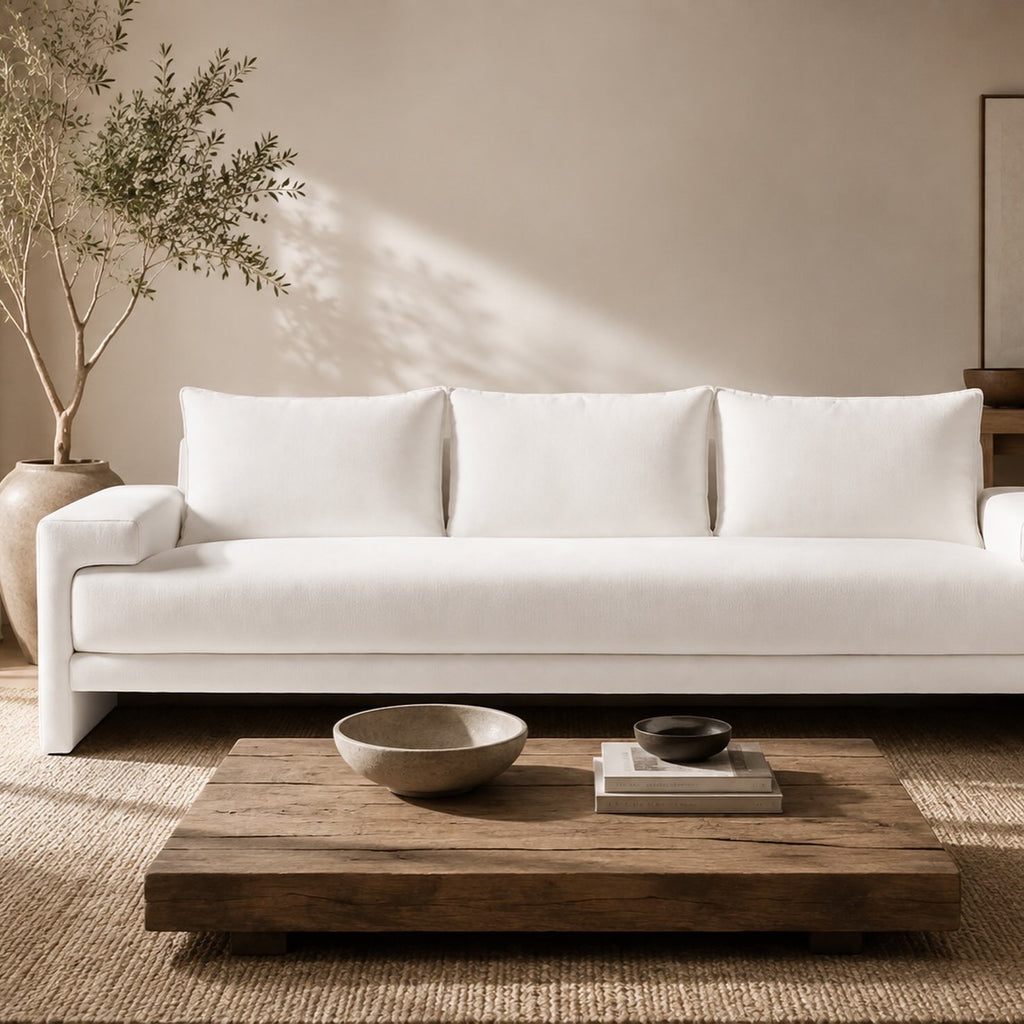 CB2 Crate & Barrel Camden 101" White Performance Fabric Sofa in Nomad Marshmallow