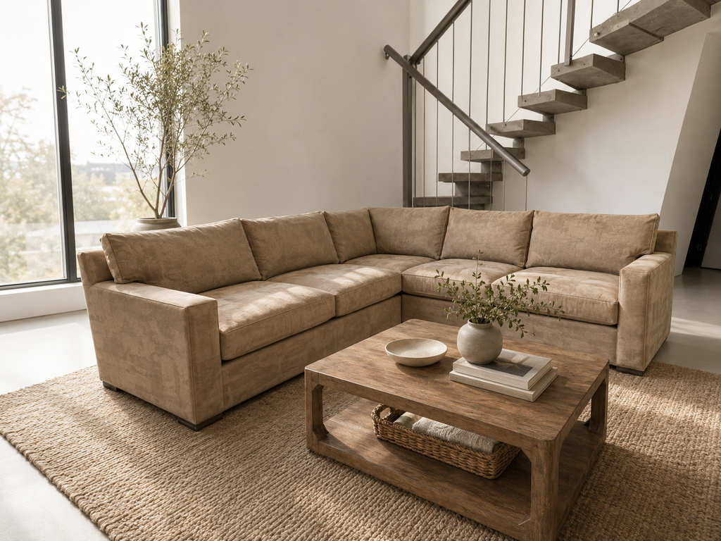 Crate & Barrel Axis 113" 3 piece Sectional in Douglas Coffee