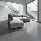 West Elm Haven 108” 2-Piece Bumper Chaise Sectional, Heavy Down Blend Cushions in Storm Gray Washed Canvas
