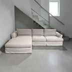 Arhaus Slipcovered Helena 122” 2 Piece Sofa Chaise Sectional in Natural Coastal Linen.