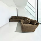 Crate & Barrel Axis 113" 3 Piece L Shape Sectional in Mammoth Mocha Teddy Bear (super soft fabric)